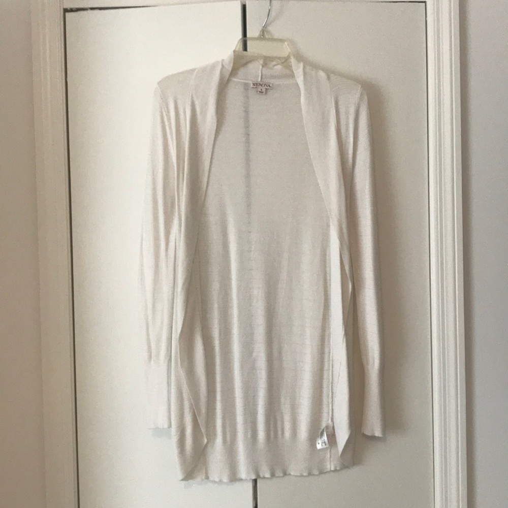 Long white cardigan